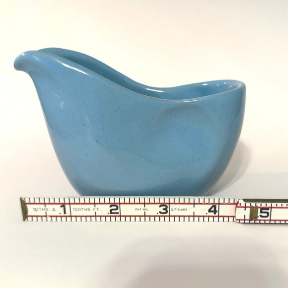 Frankoma Cream Covered Sugar Lazy Bones Blue Speckled 50s Vintage Pottery USA - Picture 10 of 11